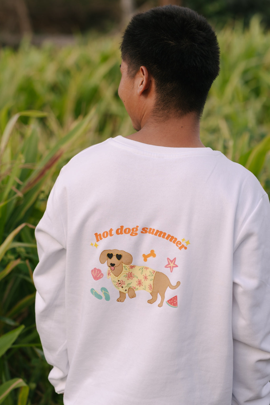 Hot Dog Summer sweatshirt in white, Snoutlet