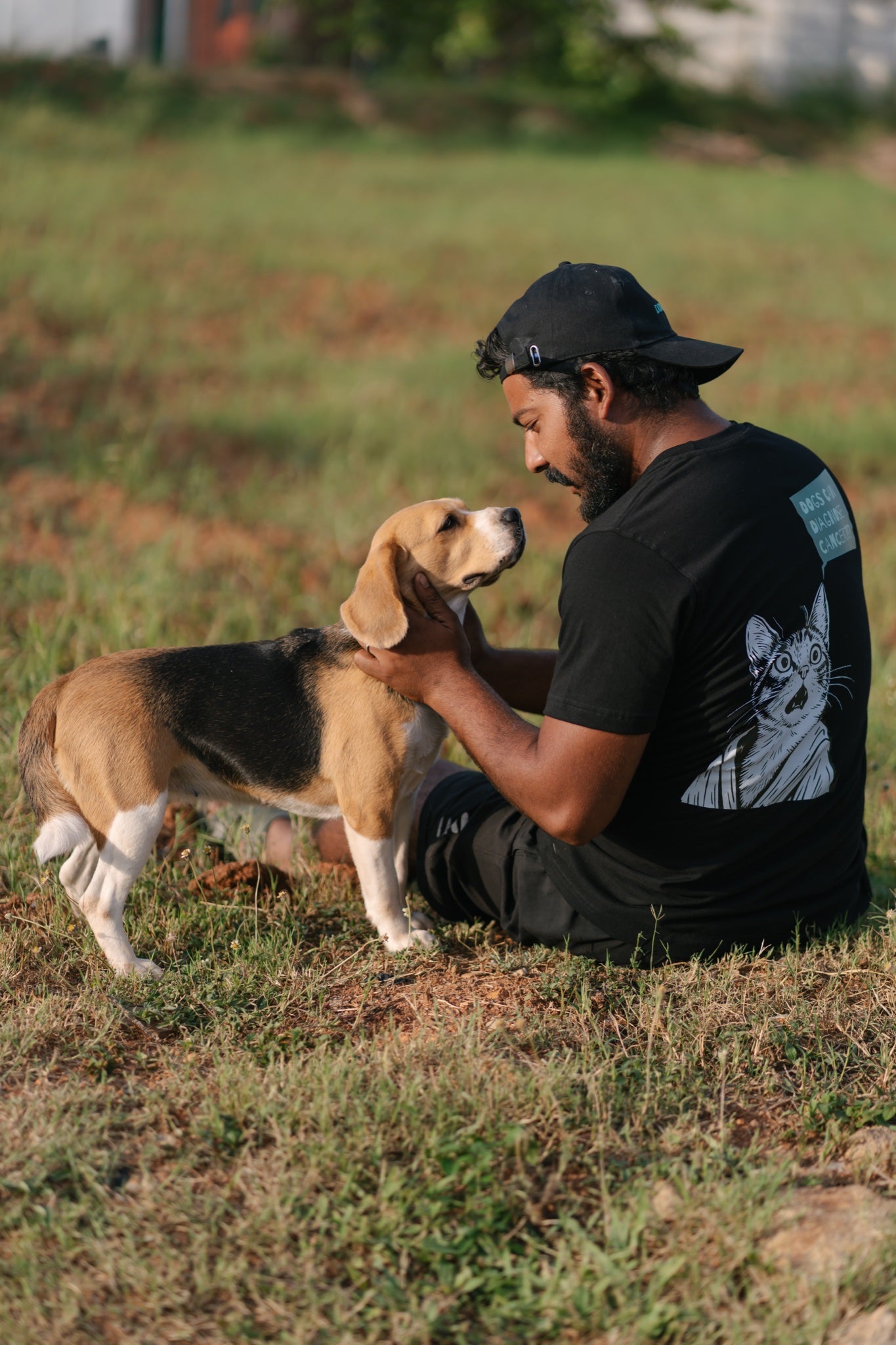 Black tee with Eat Sleep Coffee Repeat beagle back print