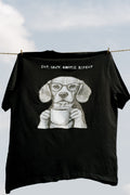 Black tee with Eat Sleep Coffee Repeat beagle back print